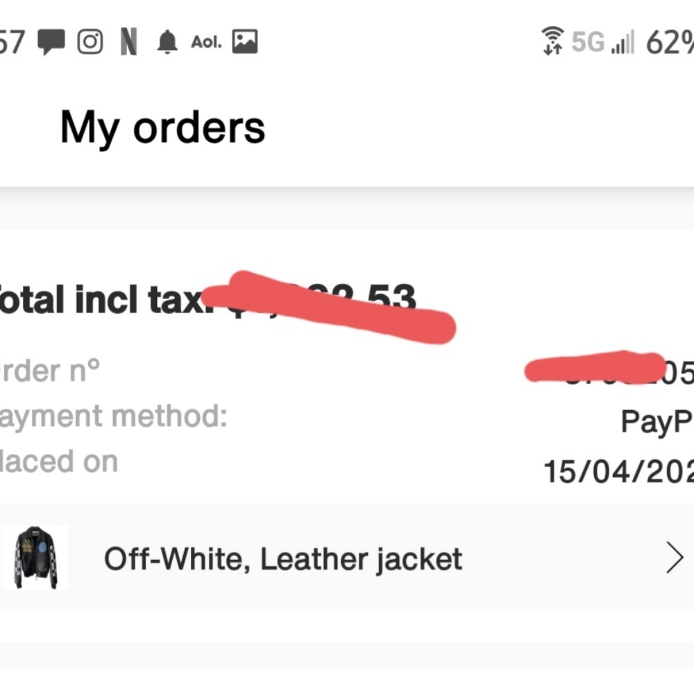Sold On Ebay 11/30/2021π¨π¨ LIKE NEW (NO DAMAGE!!!!) OFF-WHITE LEATHER JACKET - Picture 9 of 10